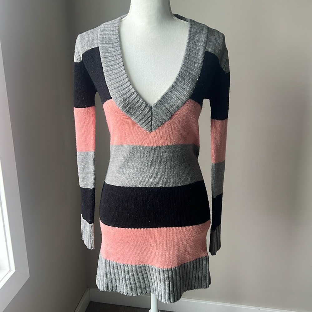 Seductions Long V-Neck Sweater